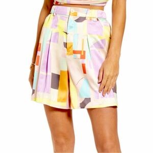 Open Edit Nordstrom | Print Soft Long Shorts Pink Paper Shape in size S